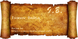 Ivanov Beáta névjegykártya